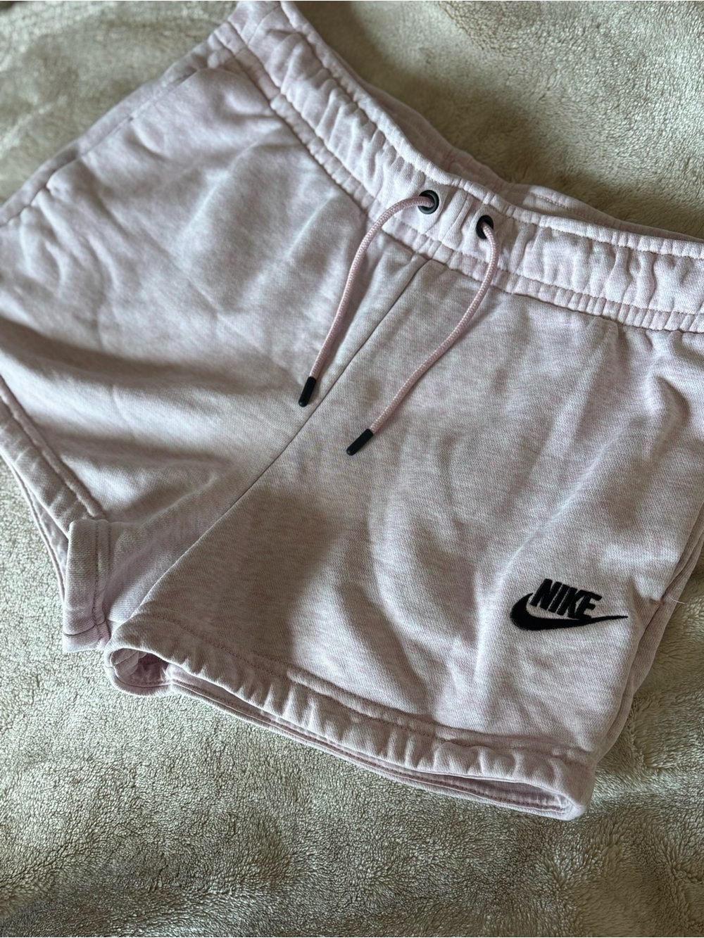 Nike Women's Light Pink Fleece Drawstring Athletic Shorts